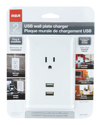 RCA  2.1 amps 110 volt White  USB Charging Ports  1 pk