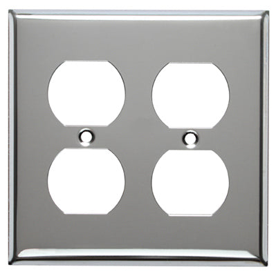 Steel Wall Plate, 2-Gang, 2-Duplex Opening, Chrome