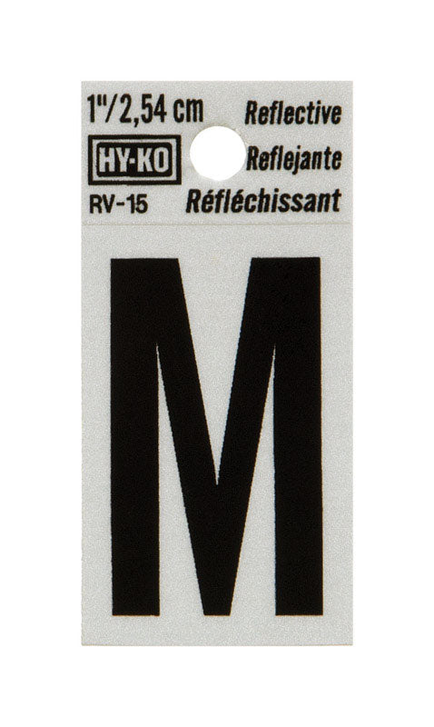 Hy-Ko 1 in. Reflective Black Vinyl Letter M Self-Adhesive 1 pc. (Pack of 10)