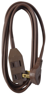 Extension Cord, 16/2 SPT-2 Low Profile Polarized Slender Plug, Brown, 11-Ft.