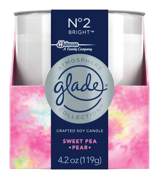 Glade Atmosphere Collection Beige Sweet Pea & Pear Scent Soy Air Freshener Candle 3-1/4 in. H x 2-7/8 in. Dia. (Pack of 6)