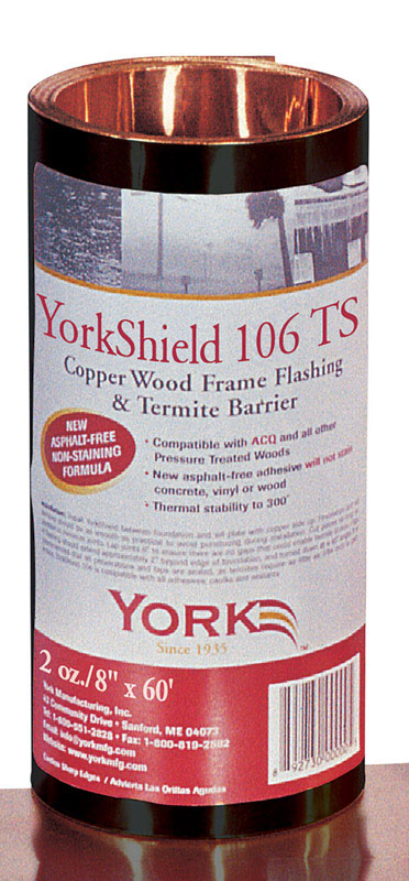 York Chemically Treated Copper Wood Frame Flashing and Termite Barrier 720 L x 8 W in.