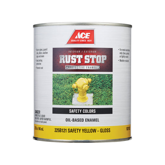 Ace Rust Stop Indoor / Outdoor Gloss Safety Yellow Oil-Based Enamel Oil-Based Enamel Rust Preventati (Pack of 4)