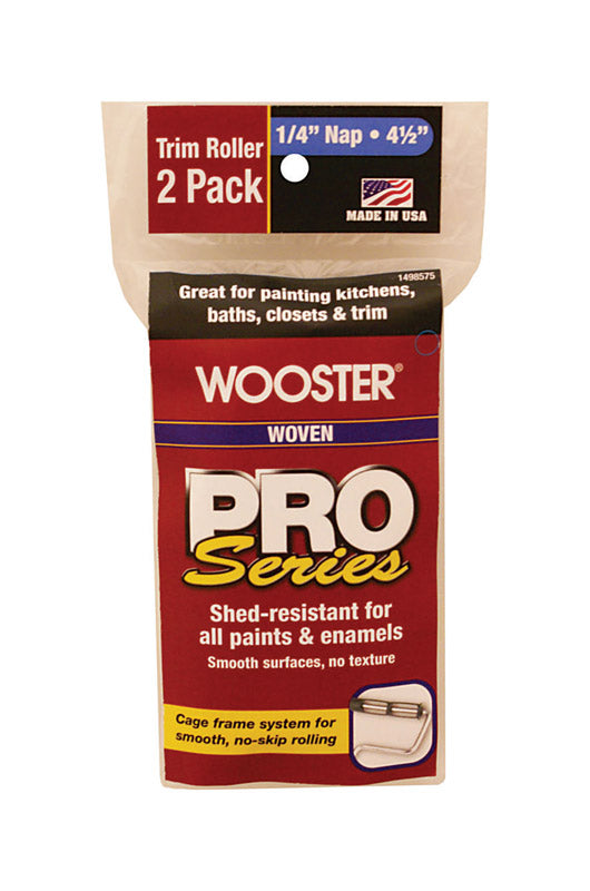 Wooster  Pro Series  Woven  4-1/2 in. W x 1/4 in.  Trim  Paint Roller Cover  2 pk