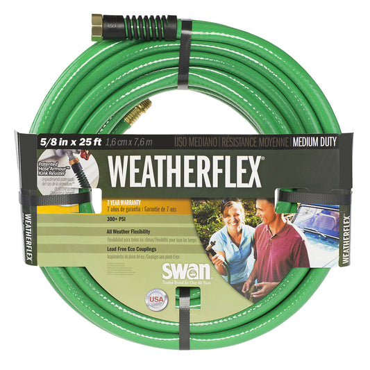 Swan WeatherFlex 5/8 in. D X 25 ft. L Medium Duty Garden Hose Green (Pack of 5)