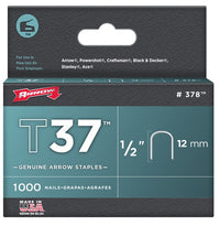 Arrow Fastener 378 1/2" T37 Divergent Point Staples 1,000 Count                                                                                       