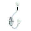 Amerock  5-1/8 in. L Silver/White  Ceramic/Zinc  Medium  Globe Coat and Hat  Hook  1 pk