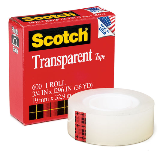 3M 600 3/4 X 36Yd Scotch® Transparent Tape