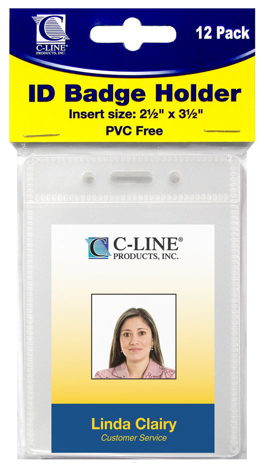 C Line Products Inc 89723 2-1/2" Vertical ID Badge Holder 12 Count (Pack of 5)