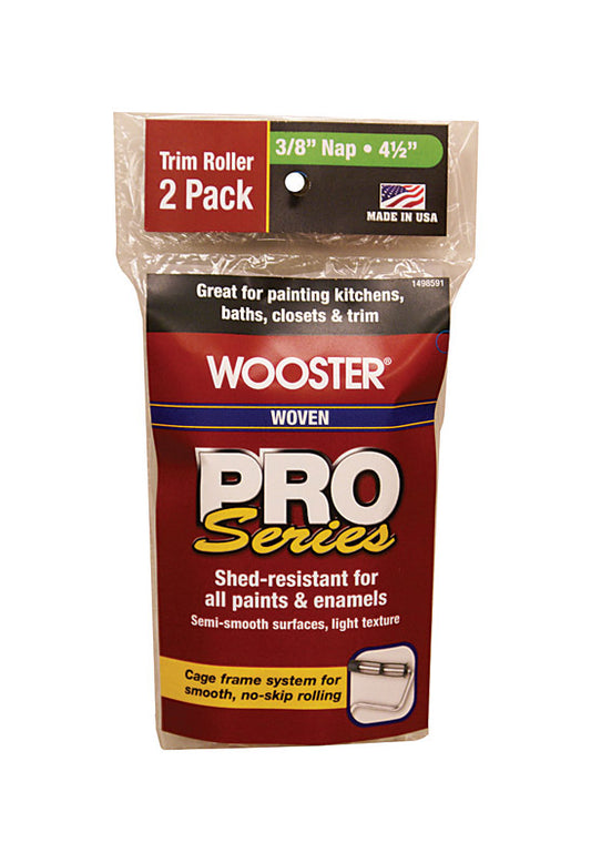 Wooster  Pro Series  Woven  4-1/2 in. W x 3/8 in.  Trim  Paint Roller Cover  2 pk