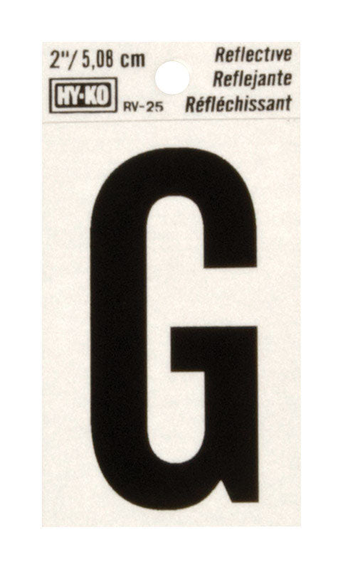 Hy-Ko 2 in. Reflective Black Vinyl Letter G Self-Adhesive 1 pc. (Pack of 10)