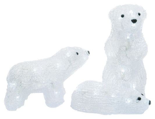 Decoris  Bear Family  LED Christmas Decoration  Crisp white  3 pk Acrylic