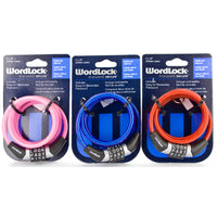 Wordlock Inc Cl-458-As 4' Wordlock Flexible Steel 4 Dial Cable Lock Assorted Color (Pack of 6)