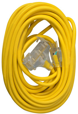 3-Outlet Extension Cord, 12/3 SJTW, Yellow, 50-Ft.