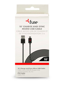 Fuse Micro to USB Charge and Sync Cable 10 ft. Black