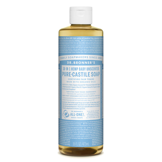 Dr. Bronner's 18-in-1 Baby Organic No Scent Pure-Castile Liquid Soap 16 oz (Pack of 12)