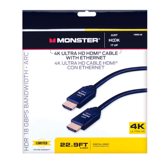 Monster Just Hook It Up 22.9 ft. L High Speed Cable with Ethernet HDMI