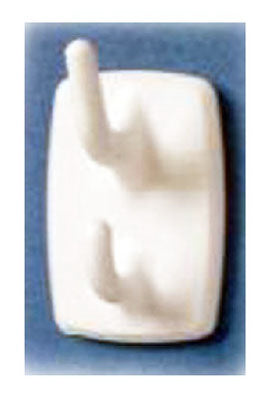 Twin Hook, White, 2.5 x 1.25-In. (Pack of 4)