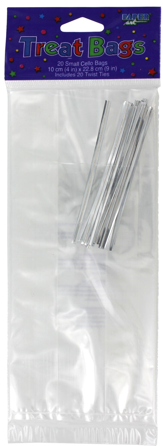 Creative Converting 71314 11.25" X 4.25" Small Clear Folding Cello Treat Bag 20 Count                                                                 
