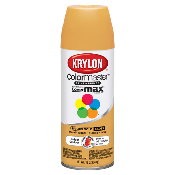 Pintura en aerosol Krylon ColorMaster Gloss Bauhaus Gold de 12 oz (paquete de 6)