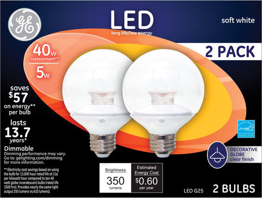 GE CA11 G25 LED Bulb Soft White 40 Watt Equivalence (Pack of 4)