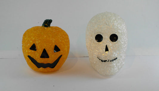 Home Plus LED Sparkly Pumpkin and Ghost Assortment Lighted Halloween Decoration 3.5 in. H x 3 in. W (Pack of 12)