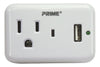 Prime 1 outlets Surge Protector with USB Port White 150 J
