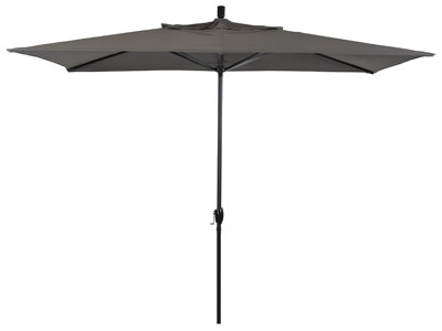 Deluxe Patio Market Umbrella, Charcoal Polyester/Aluminum, 10 x 6-Ft.