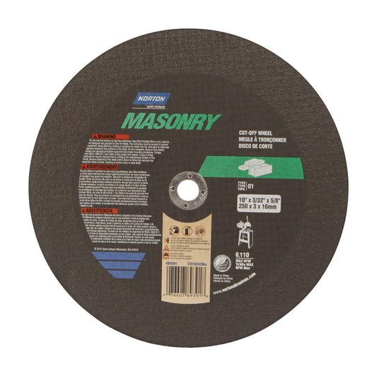 Norton Masonry 10 in. D X 5/8 in. Aluminum Oxide Cut-Off Wheel 1 pc