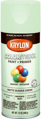 COLORmaxx Spray Paint + Primer, Matte Seaside Green, 12-oz.