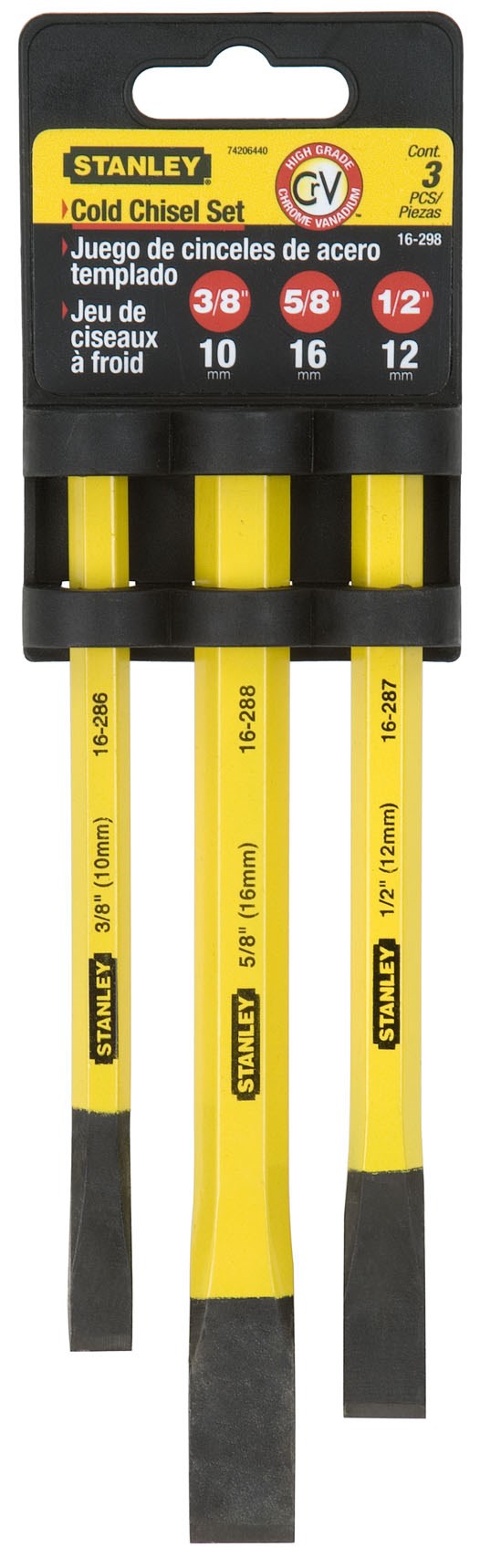 Stanley Hand Tools 16-298 3 Piece Cold Chisel Set
