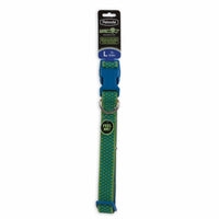 Glow Dog Collar, Green, Grid Pattern, 1 x 16-26-In. (Pack of 2)