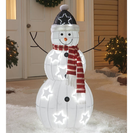 Celebrations  LED  Cool White  Fabric Snowman with Scarf  Yard Decor