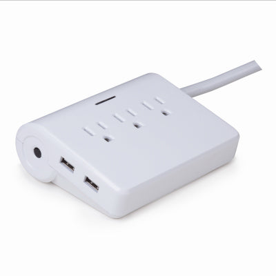 3-Outlet Power Strip, 4 USB Ports, 6-Ft. Cord, White