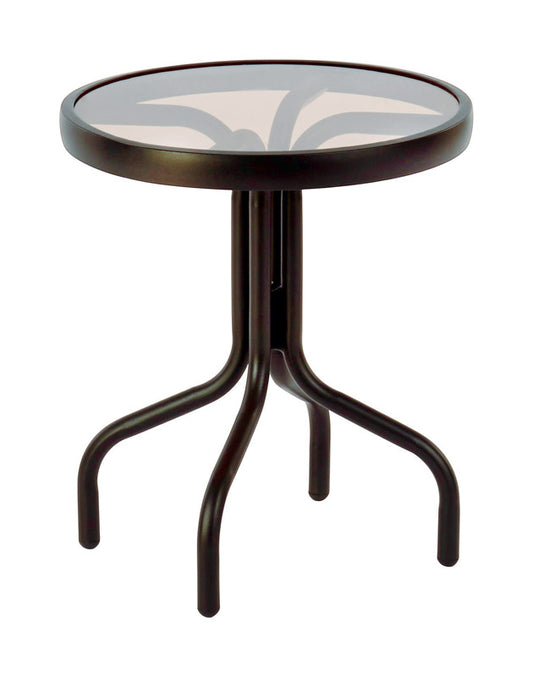 Living Accents  Glass Top  Heritage  Round  Brown  Side Table