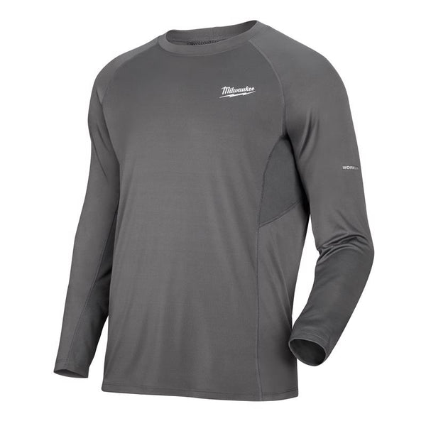 Camiseta de manga larga con cuello redondo y peso medio para hombre de Milwaukee Workskin XXL, color negro