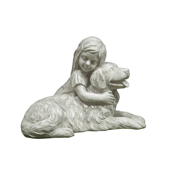 ESTATUA DE NIÑA Y PERRO 12.6"
