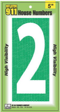 Hy-Ko 5 in. Reflective White Aluminum Number 2 Nail-On 1 pc. (Pack of 5)