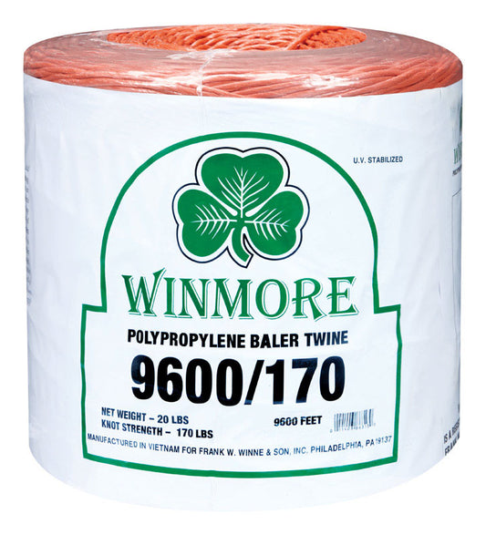 Winmore Orange UV Stabilized Poly Twine 9600 L ft. for Bailing Small Square Bales of Hay