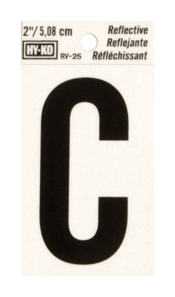 Hy-Ko 2 in. Reflective Black Vinyl Letter C Self-Adhesive 1 pc. (Pack of 10)