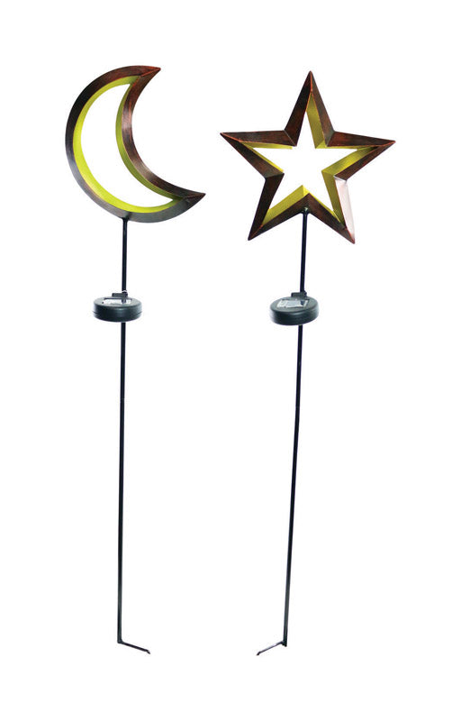 Alpine Metal Multi-color 40 in. H Moon And Star Solar Garden Stake (Pack of 9)