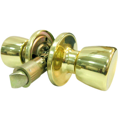 Tulip-Style Knob Mobile Home Passage Lockset, Polished Brass