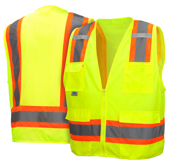 Chaleco de seguridad de alta visibilidad Pyramex Rvz2410x5 5x color lima