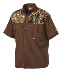 Drake  EST  XXL  Short Sleeve  Men's  Collared  Brown/Camo  Work Shirt
