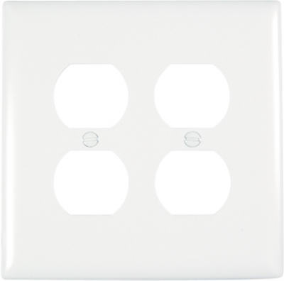 White Double Duplex Nylon Wall Plate (Pack of 10)