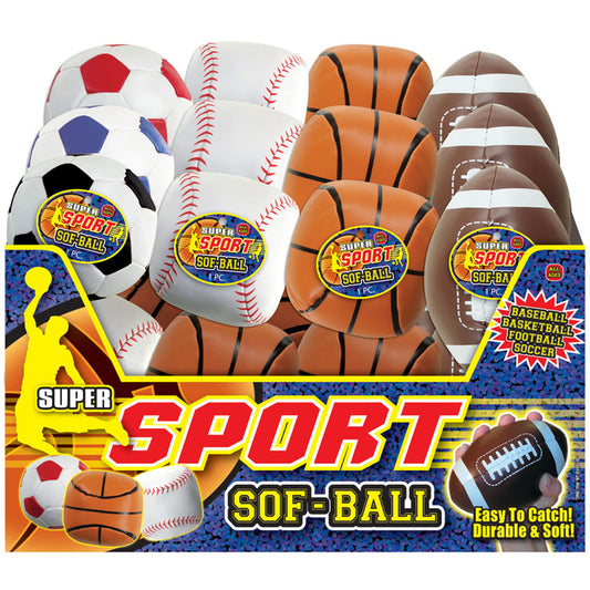 JARU Super Sport Vinyl Counter Display Assorted Soft Balls for All Ages (Pack of 24)