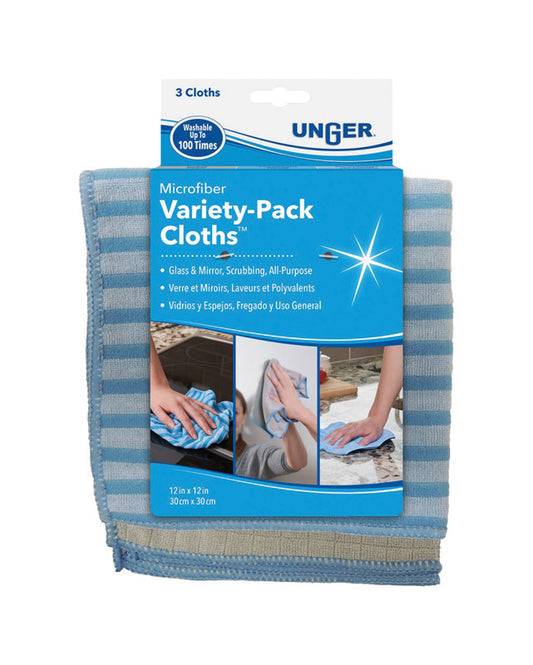 Unger  Microfiber  Cleaning Cloth  12 in. W x 12 in. L 3 pk