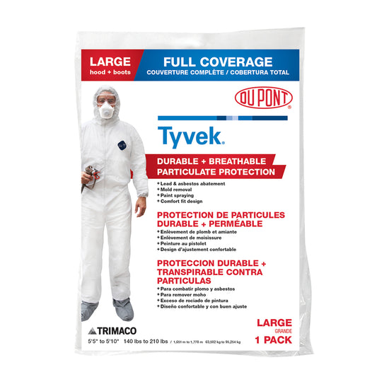 Trimaco  Dupont  Tyvek  Painter's Coveralls  White  L  25 pk