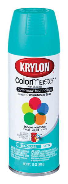 Pintura en aerosol Krylon ColorMaster Satin Sea Glass de 12 oz (paquete de 6)