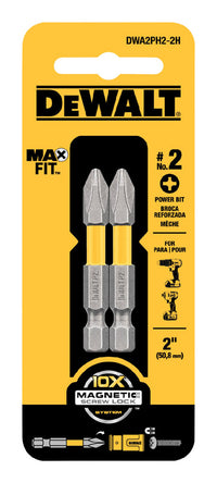 DeWalt Max Fit Phillips #2  S X 2 in. L Power Bit S2 Tool Steel 2 pc (Pack of 5)